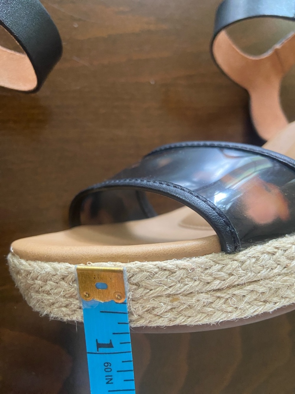 Sale! Rockport Lyla Espadrille Wedges, Black Leather/Tortoise Straps, size 7 - Picture 9 of 14